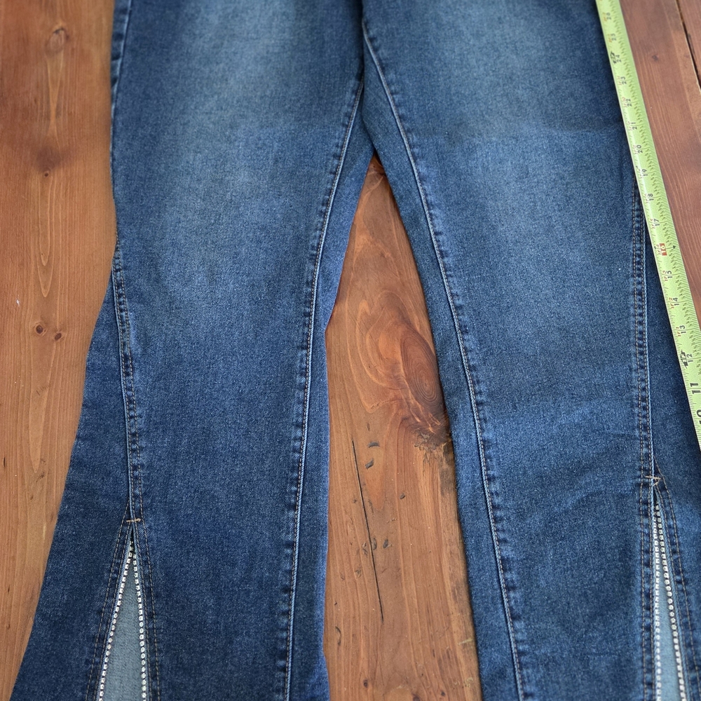 Cato Dark Blue Flare Jeans with Rhinestone Trim